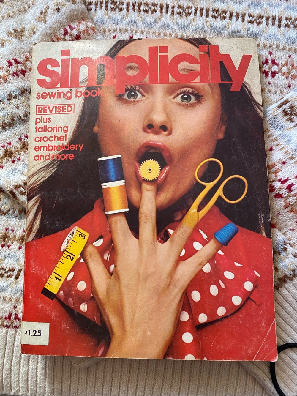 Vintage 70’s Simplicity Sewing Book Cover in Red and Yellow